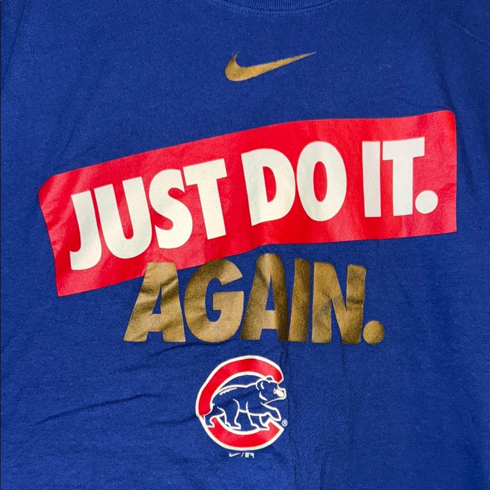 Nike Blue and Red Short Sleeve Tee Just Do It Design